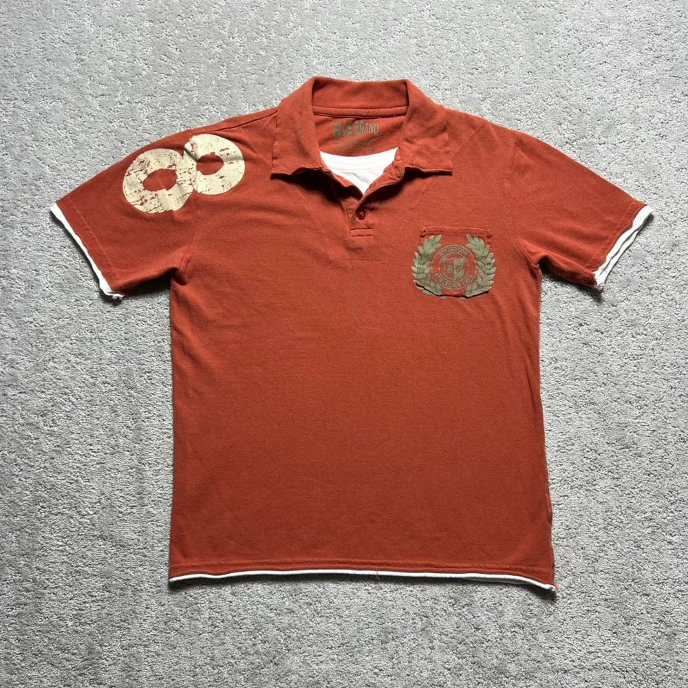 Blue Brand Polo Shirt Womens‎ Large Orange Layered Rivington Athletics Y2k